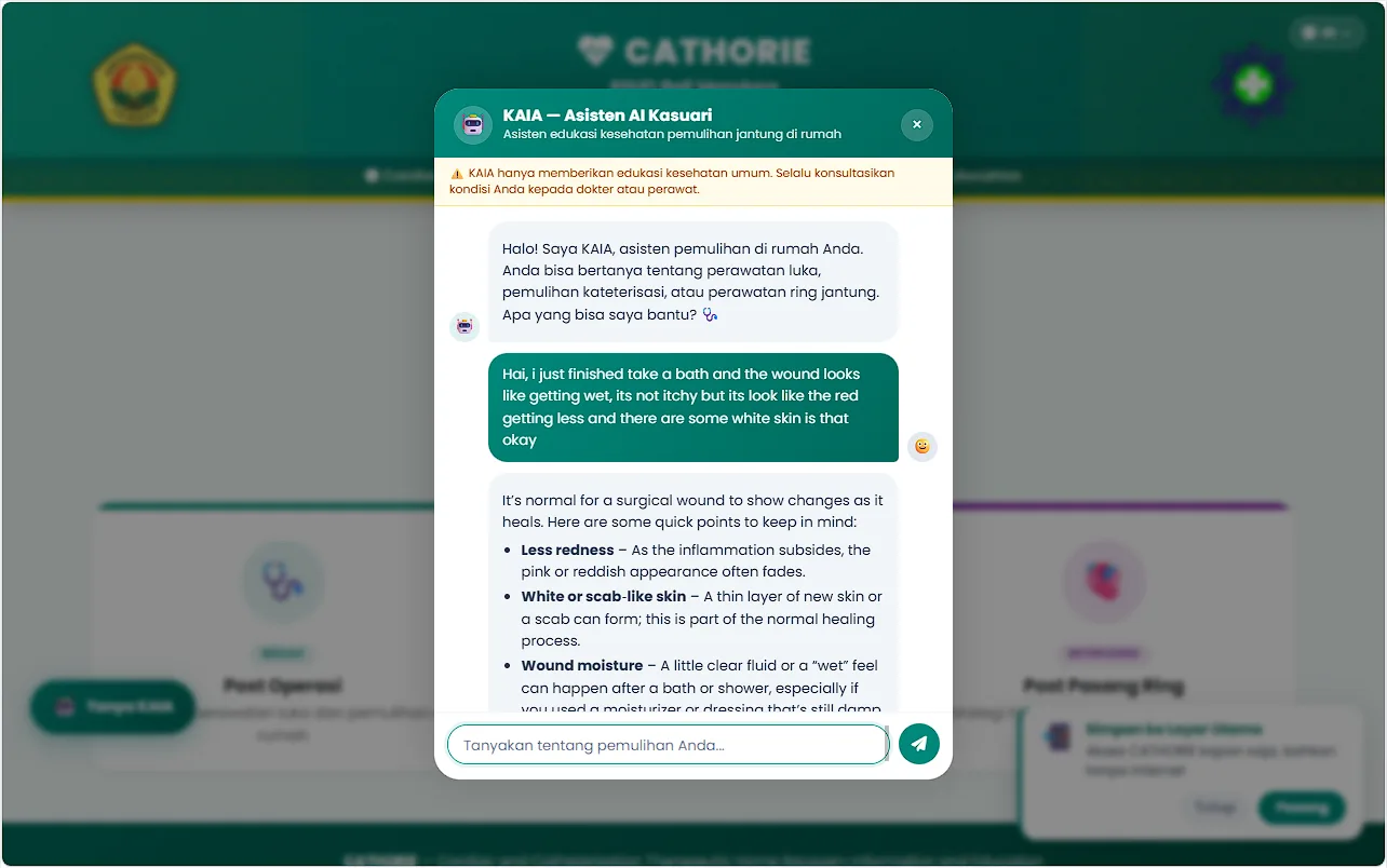 Cathorie (Cardiac and Catheterization Therapeutic Home Recovery Information and Education) screenshot 2