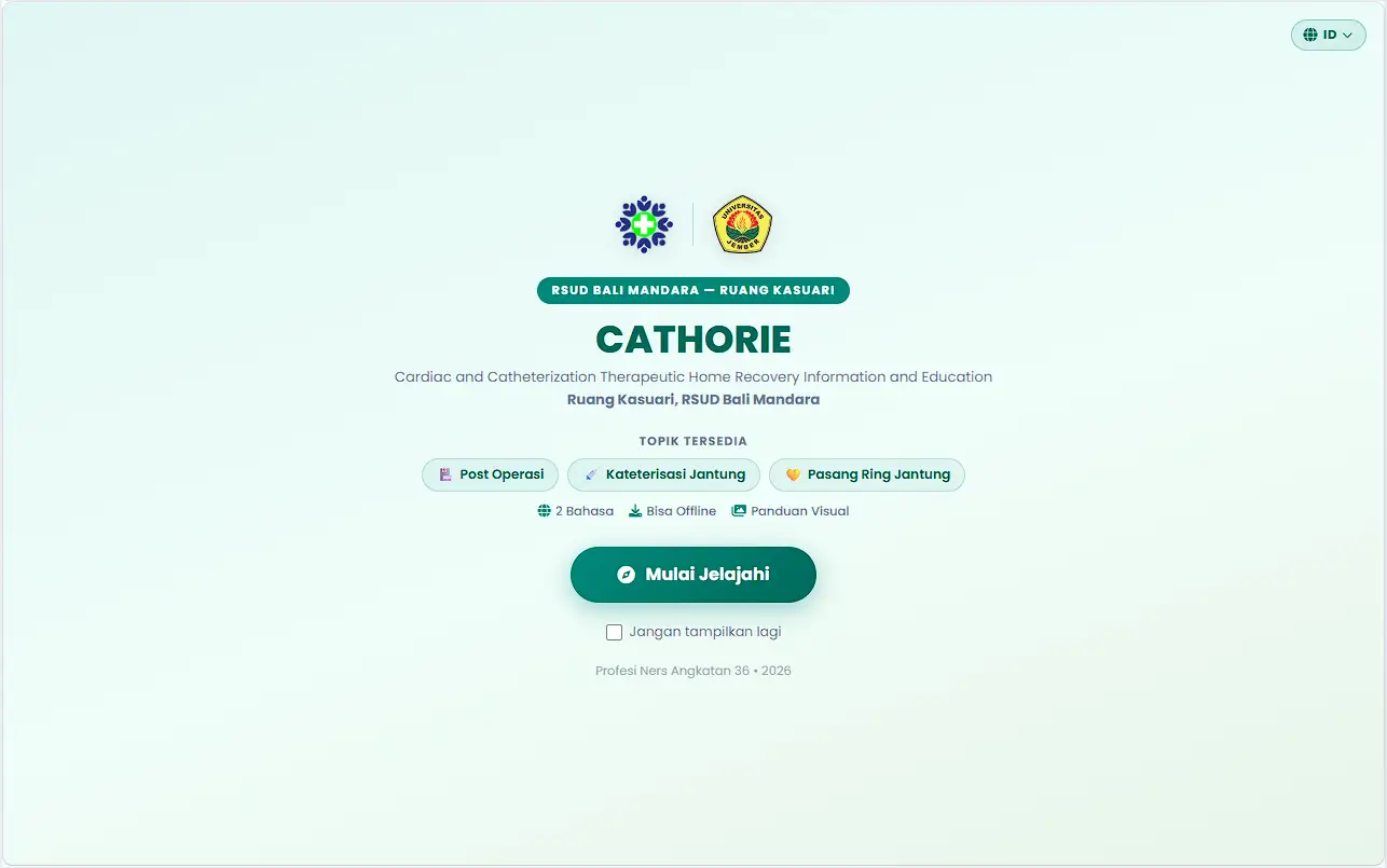 Cathorie (Cardiac and Catheterization Therapeutic Home Recovery Information and Education)